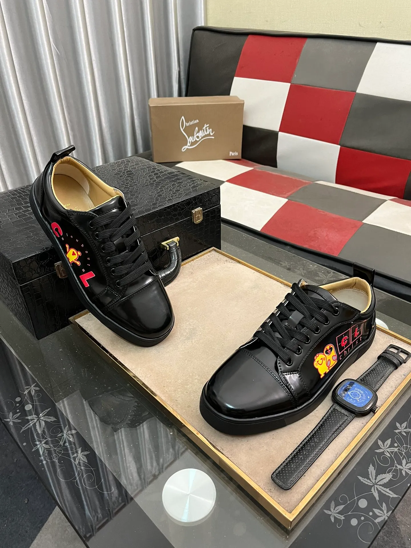 Men's men's shoes💰458⌚️⌚️christian louboutin (CL red sole shoes) counter hot diamond series, casual sneakers📢 📢 📢 Exclusive hot style release🎈🎈💪Movable latex feet👻Finished outsole line [Deyi] Global supply😝 [Top version]: Original imported cowhide upper, top original leather lining, original open-molded TPU outsole, original 1:1 detail processing, original shoe last, large number of ready-made code numbers: 38-44